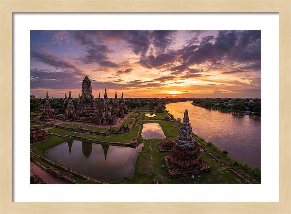 Ayutthaya Historical Park At Sunset