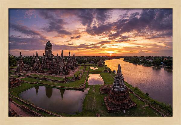 Ayutthaya Historical Park At Sunset