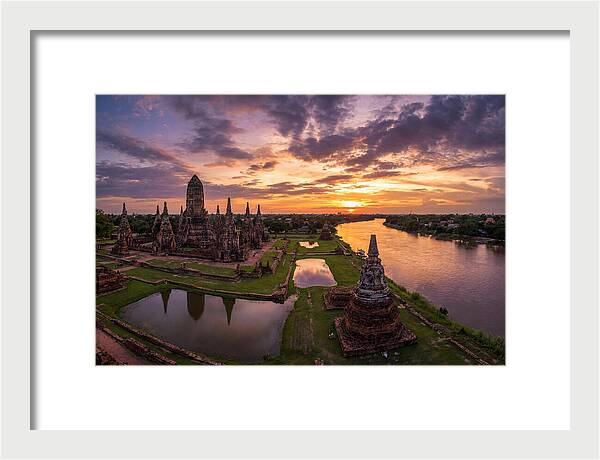 Ayutthaya Historical Park At Sunset