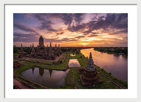 Ayutthaya Historical Park At Sunset