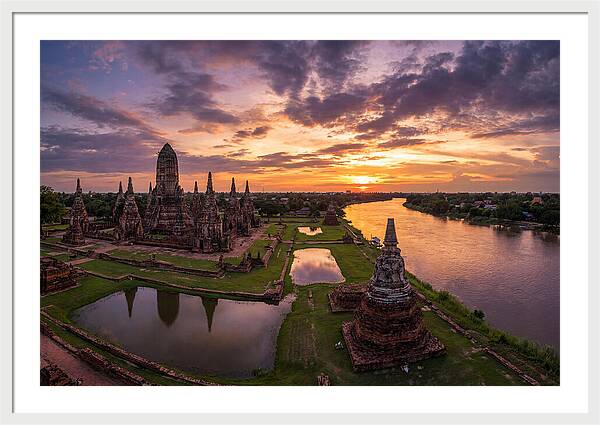 Ayutthaya Historical Park At Sunset