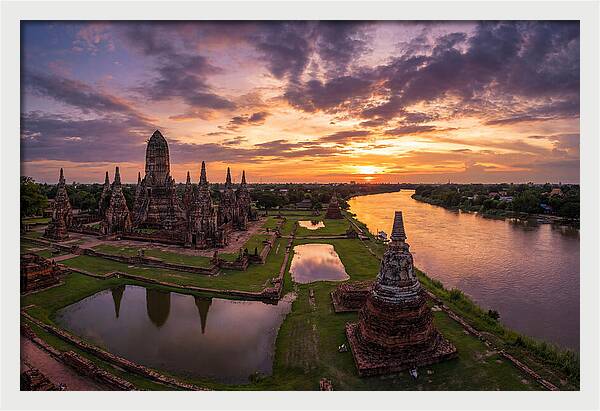 Ayutthaya Historical Park At Sunset