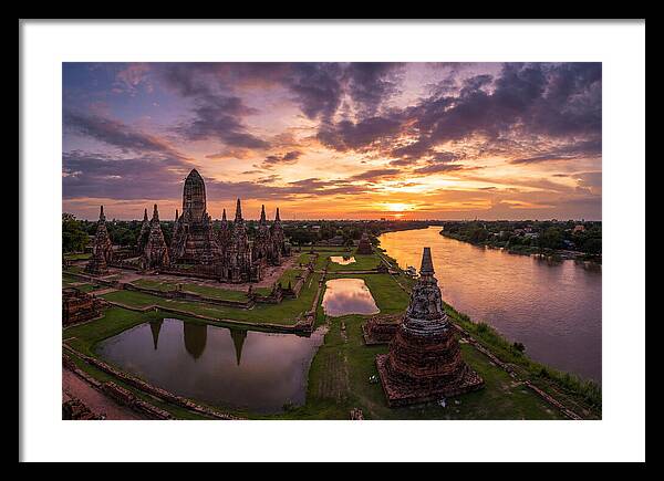 Ayutthaya Historical Park At Sunset