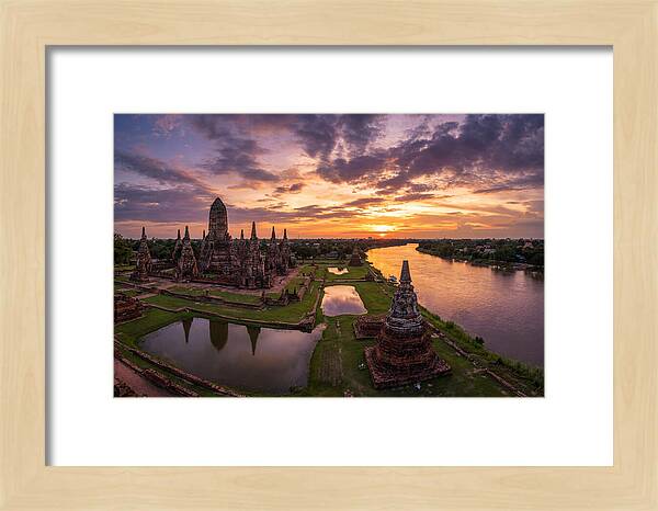 Ayutthaya Historical Park At Sunset