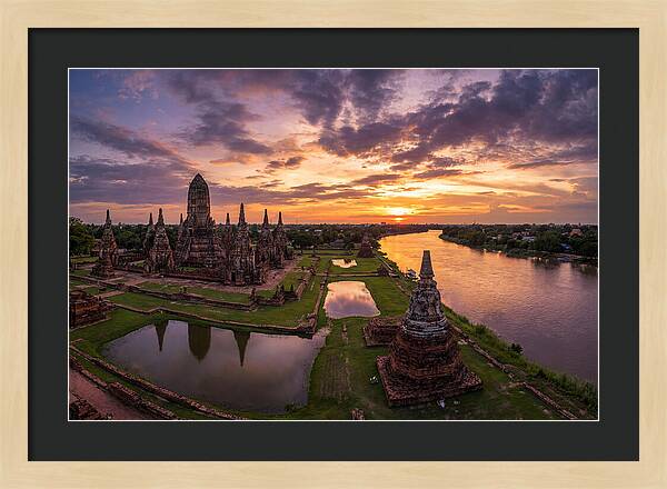 Ayutthaya Historical Park At Sunset