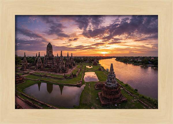 Ayutthaya Historical Park At Sunset