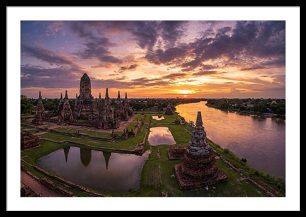 Ayutthaya Historical Park At Sunset