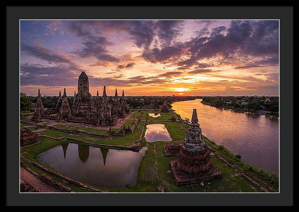 Ayutthaya Historical Park At Sunset