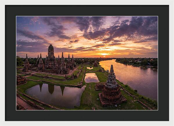 Ayutthaya Historical Park At Sunset