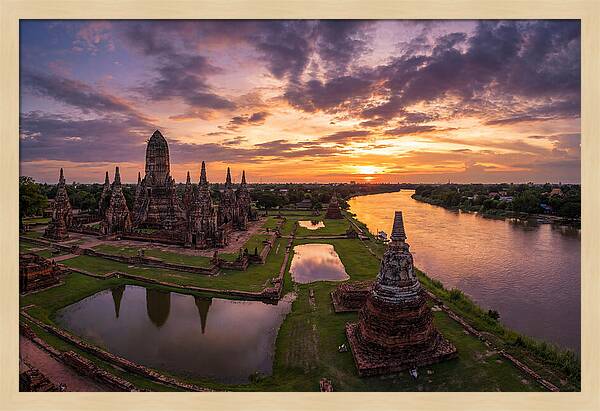 Ayutthaya Historical Park At Sunset