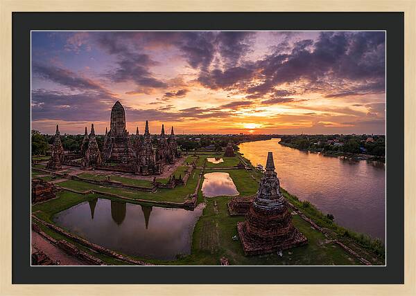 Ayutthaya Historical Park At Sunset