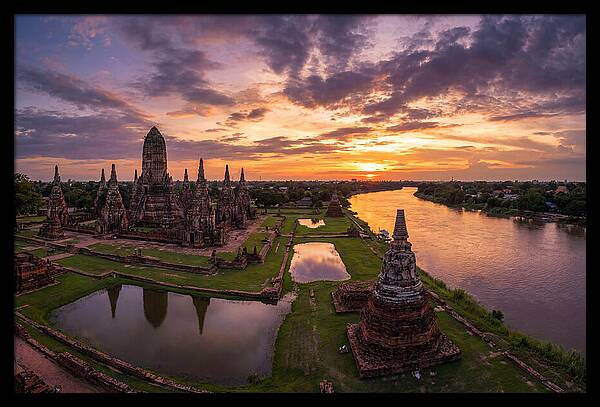 Ayutthaya Historical Park At Sunset
