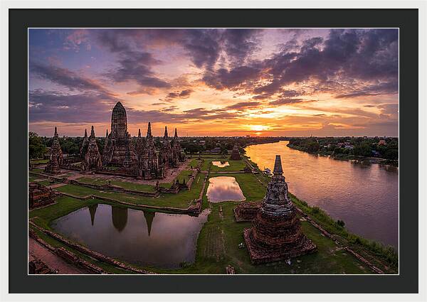 Ayutthaya Historical Park At Sunset