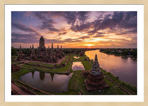 Ayutthaya Historical Park At Sunset