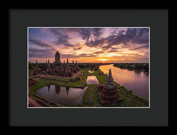 Ayutthaya Historical Park At Sunset