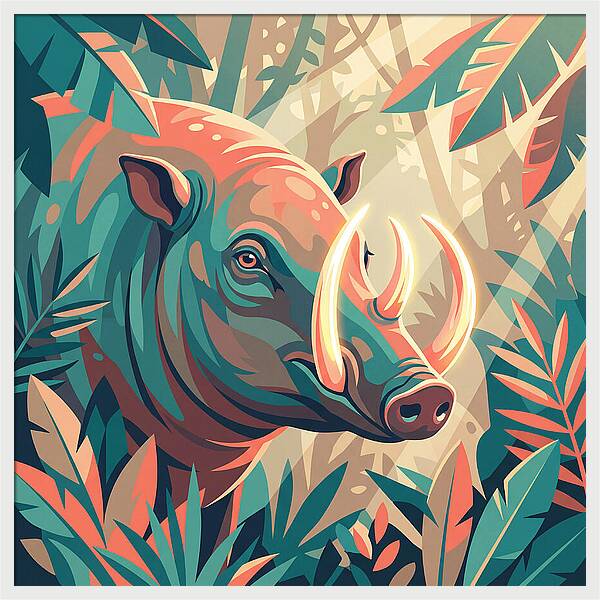 Babirusa Among Lush Foliage