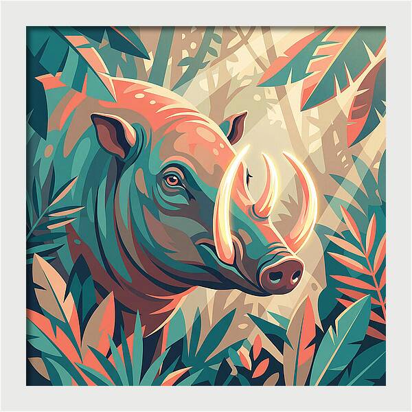 Babirusa Among Lush Foliage