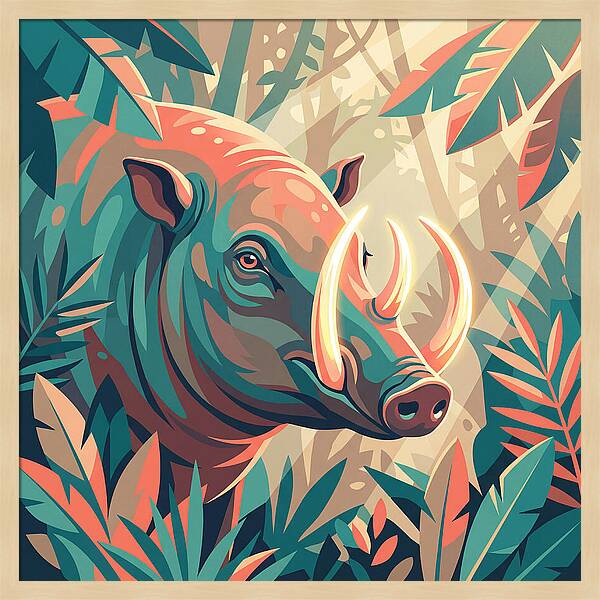 Babirusa Among Lush Foliage