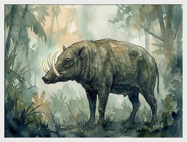 Babirusa In A Misty Forest