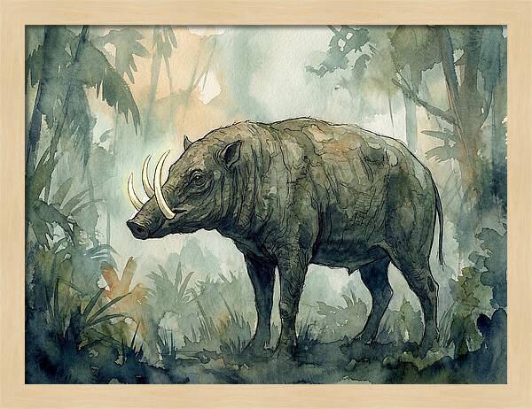 Babirusa In A Misty Forest