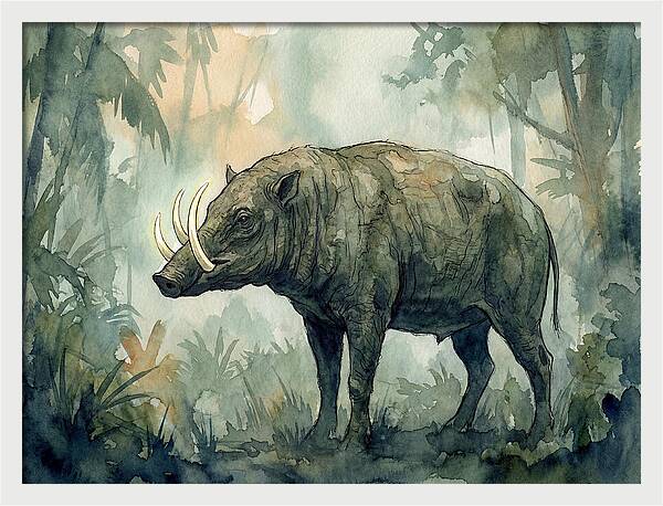 Babirusa In A Misty Forest