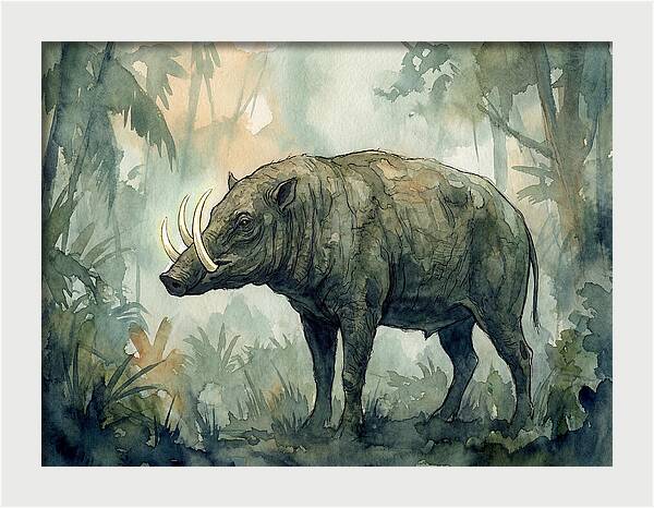 Babirusa In A Misty Forest
