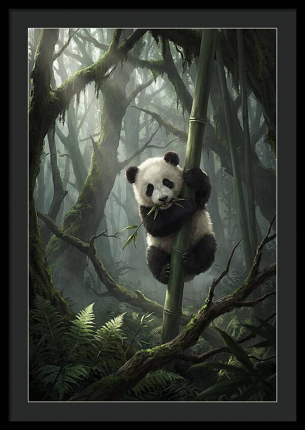 Baby Panda In Misty Forest