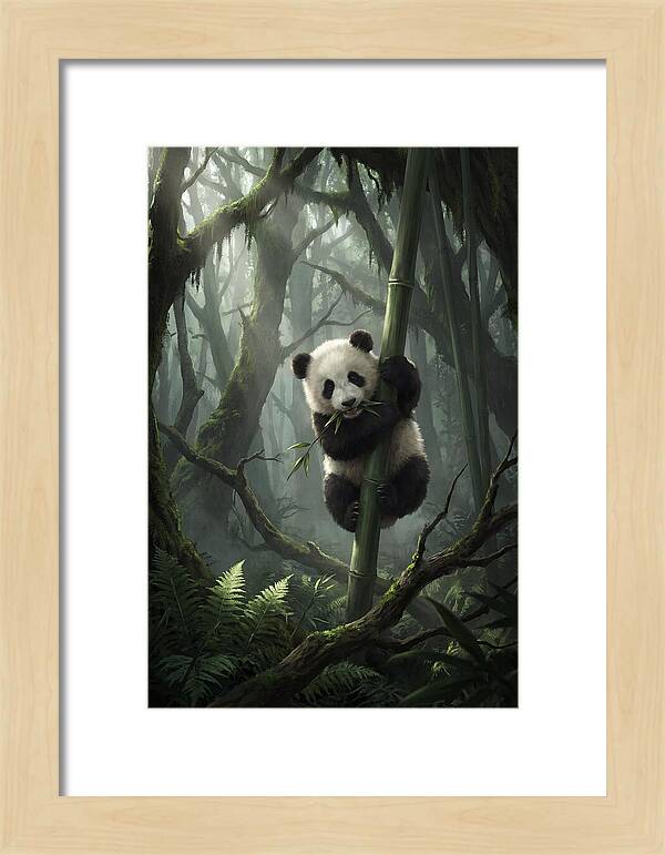 Baby Panda In Misty Forest