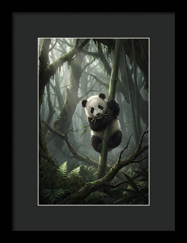 Baby Panda In Misty Forest