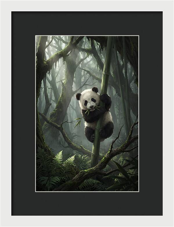 Baby Panda In Misty Forest