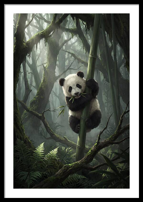 Baby Panda In Misty Forest