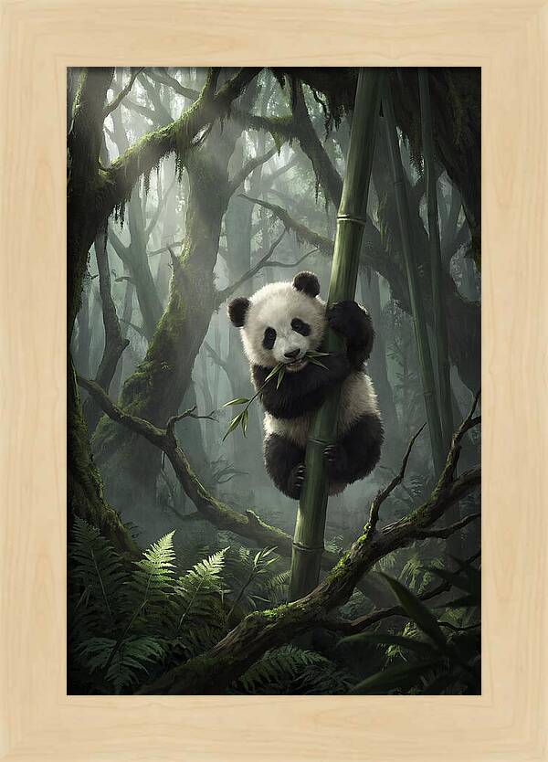 Baby Panda In Misty Forest