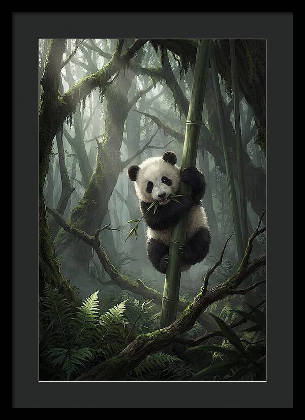 Baby Panda In Misty Forest