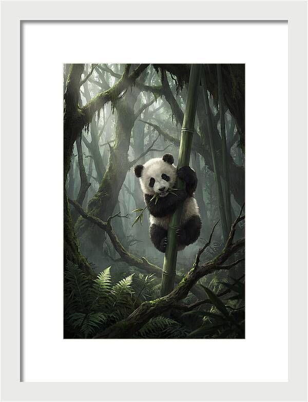 Baby Panda In Misty Forest