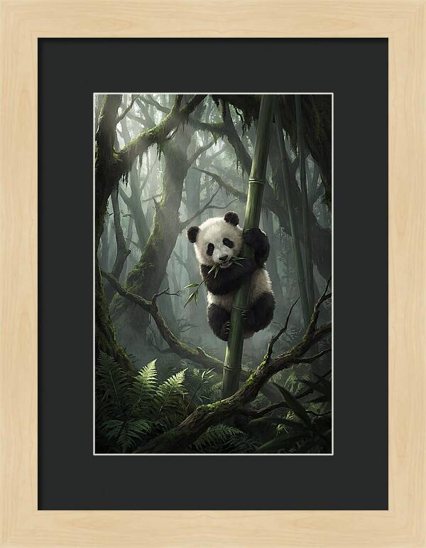 Baby Panda In Misty Forest