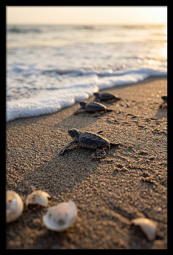 Baby Sea Turtles Journeying To Freedom