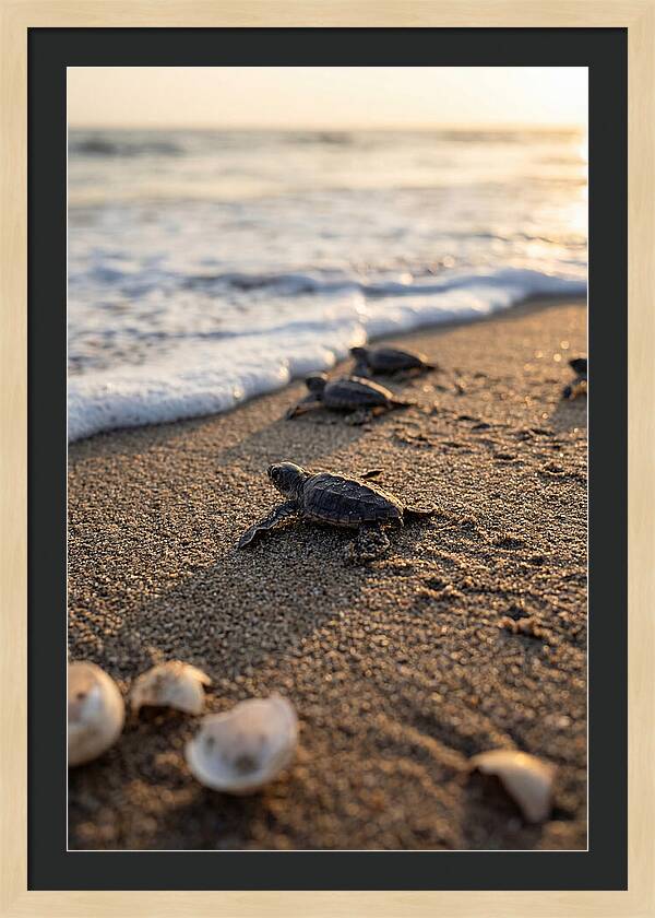 Baby Sea Turtles Journeying To Freedom