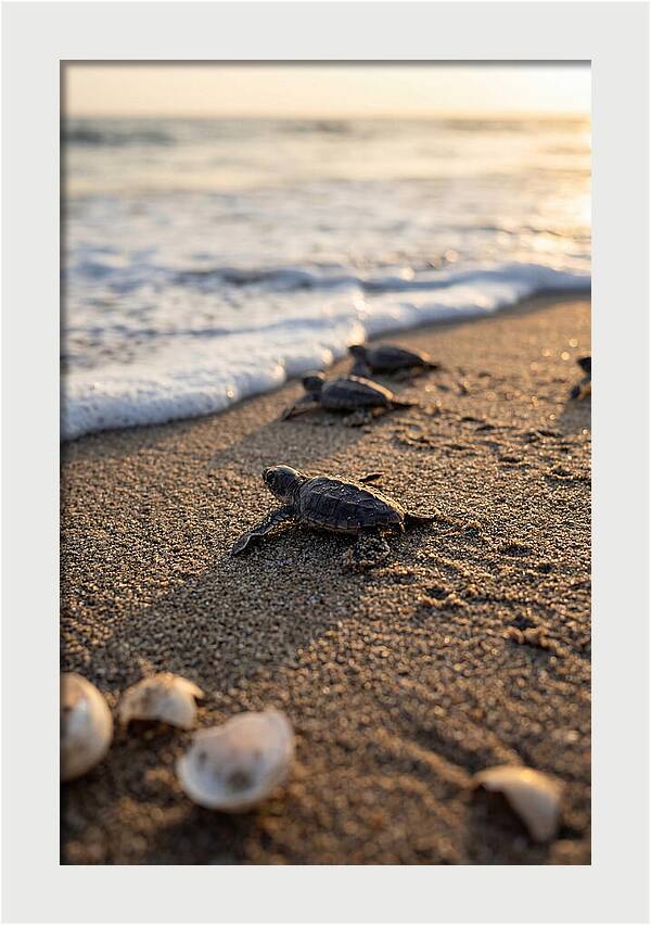 Baby Sea Turtles Journeying To Freedom
