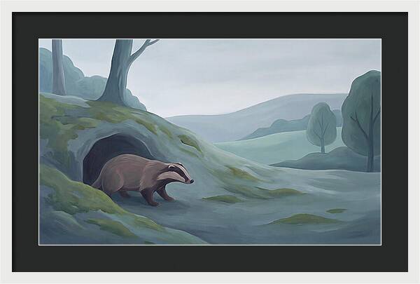 Badger Emerging From Its Burrow