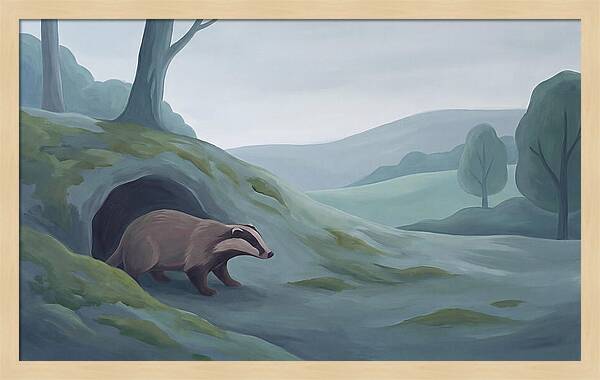 Badger Emerging From Its Burrow