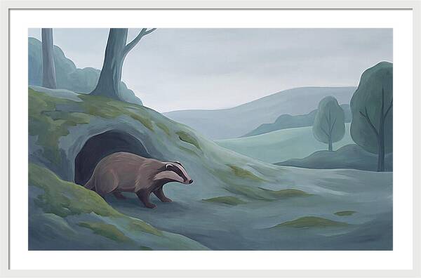 Badger Emerging From Its Burrow