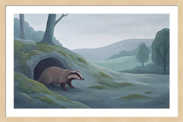 Badger Emerging From Its Burrow