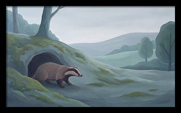 Badger Emerging From Its Burrow