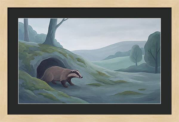 Badger Emerging From Its Burrow