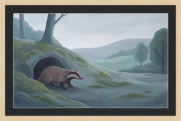 Badger Emerging From Its Burrow