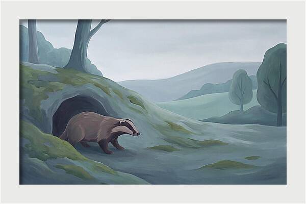 Badger Emerging From Its Burrow