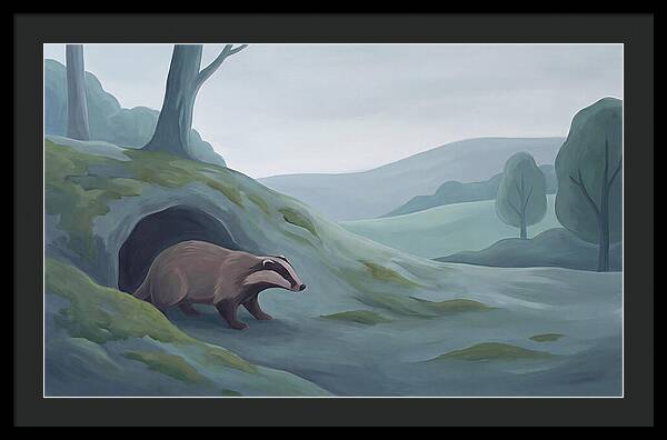 Badger Emerging From Its Burrow