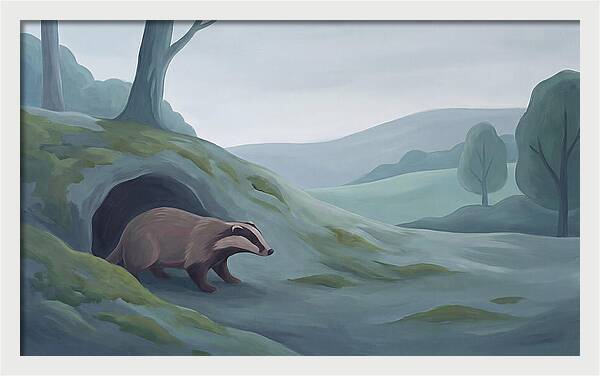 Badger Emerging From Its Burrow
