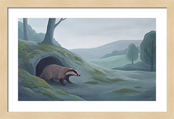 Badger Emerging From Its Burrow