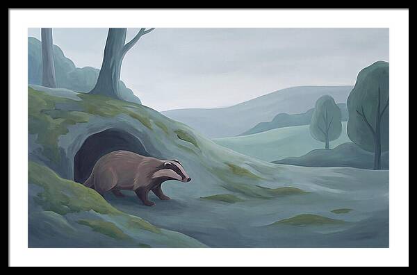 Badger Emerging From Its Burrow